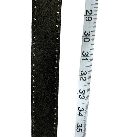 Cache bejeweled buckle, cowgirl belt, black leather studded, sz S, EUC vintage - Picture 13 of 13